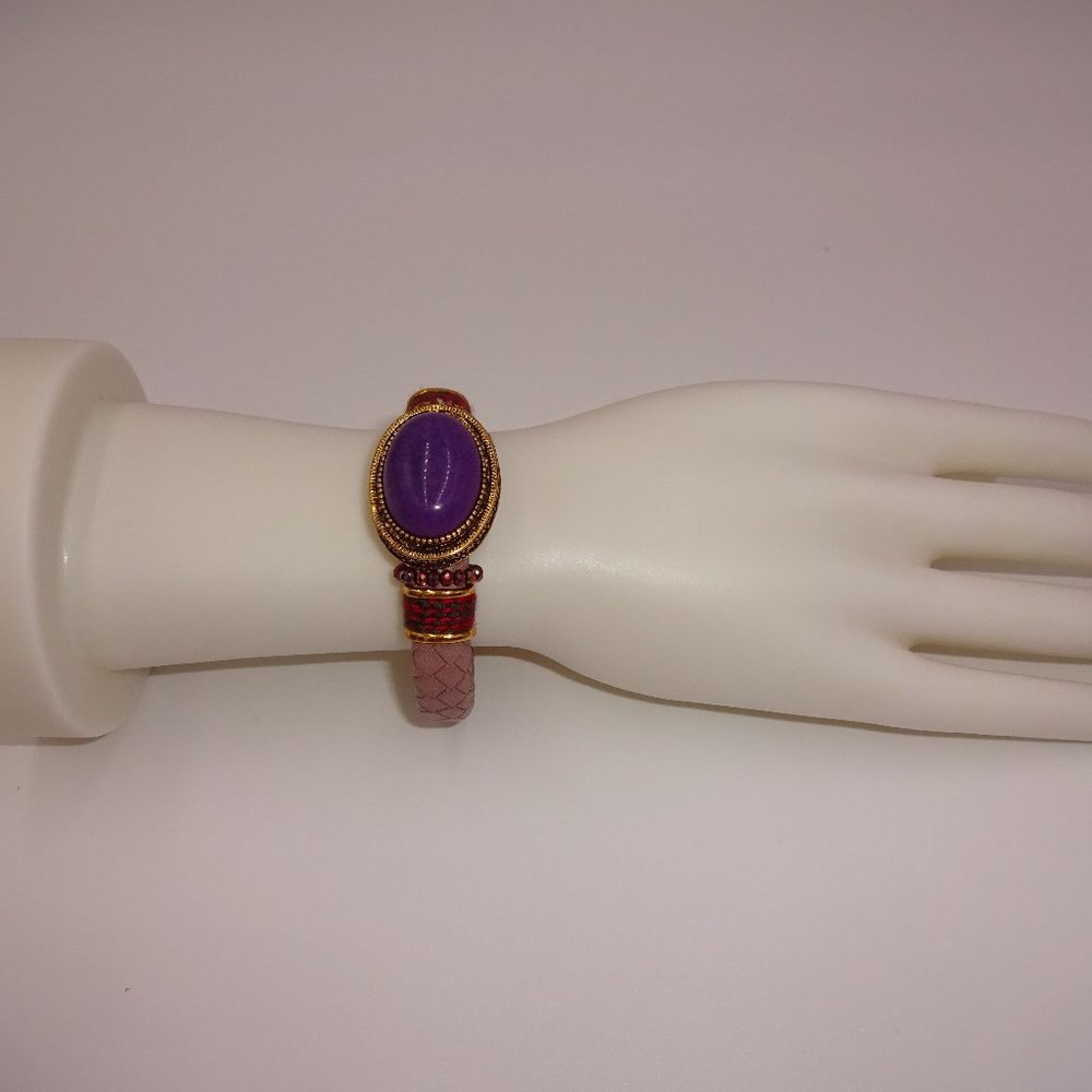 Womens Purple Laura Janelle Bracelet Rhinestones Gold Tone